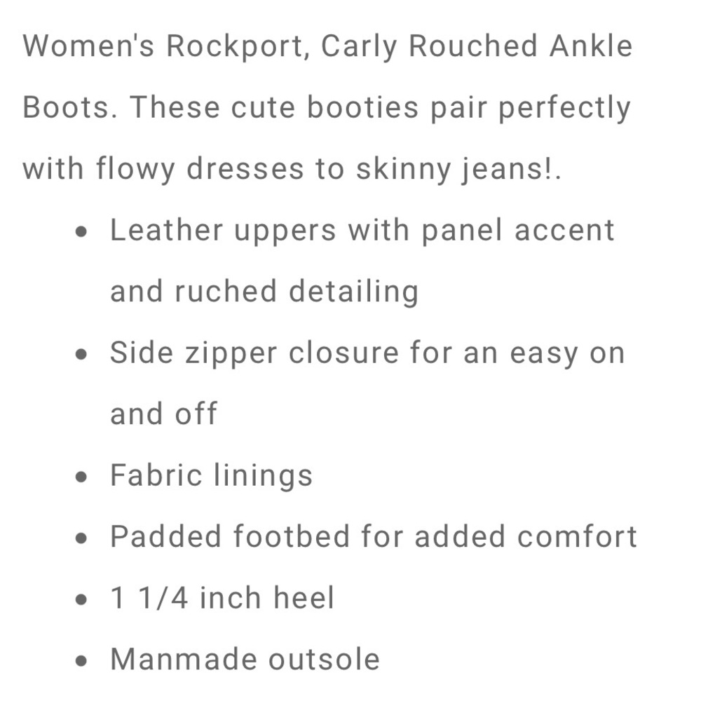 NWT! ROCKPORT 7.5 Wide Width Carly Rouched Bootie - Picture 10 of 11